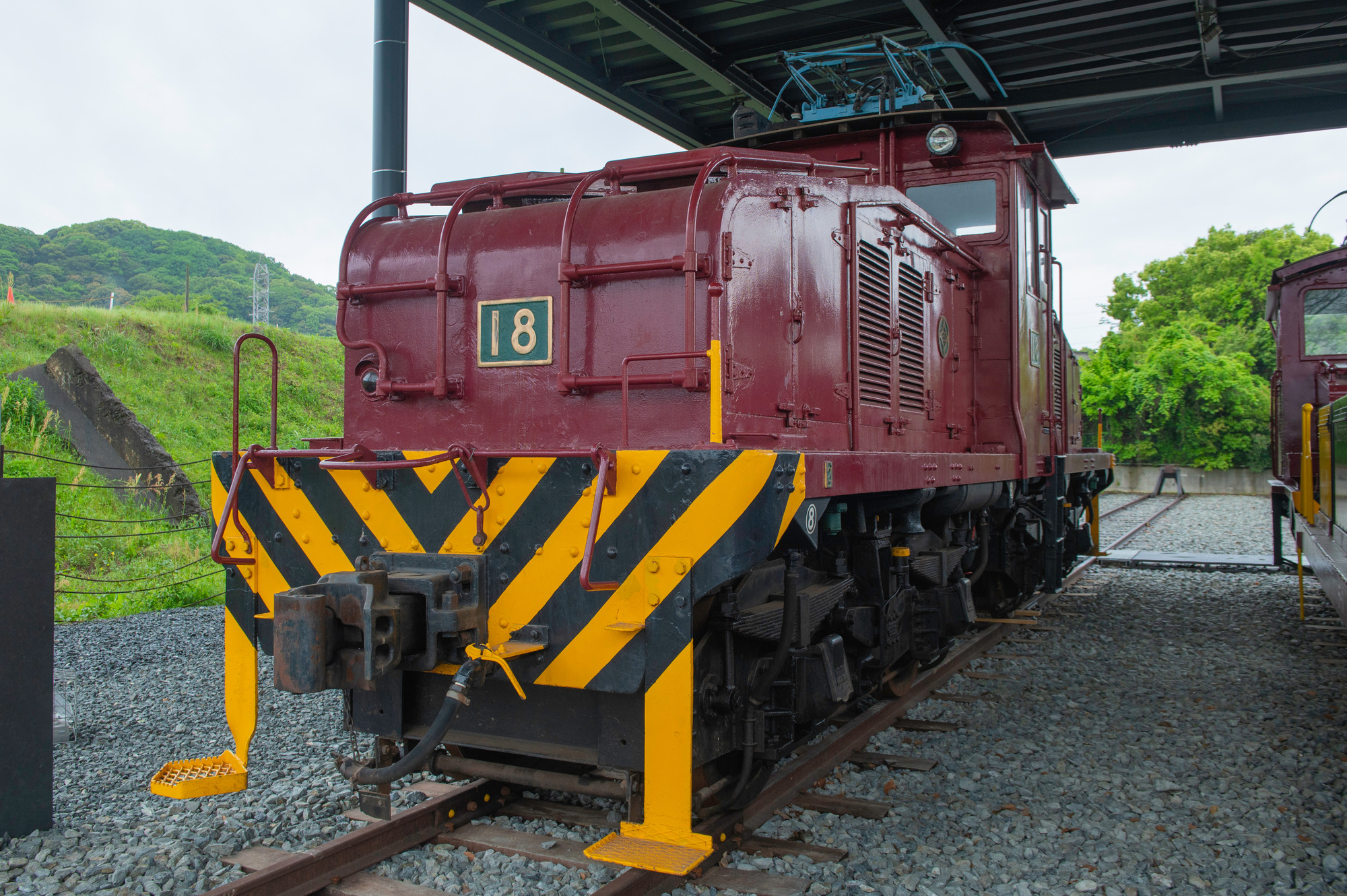 保存されている三池炭鉱専用鉄道の炭鉱電車18号機